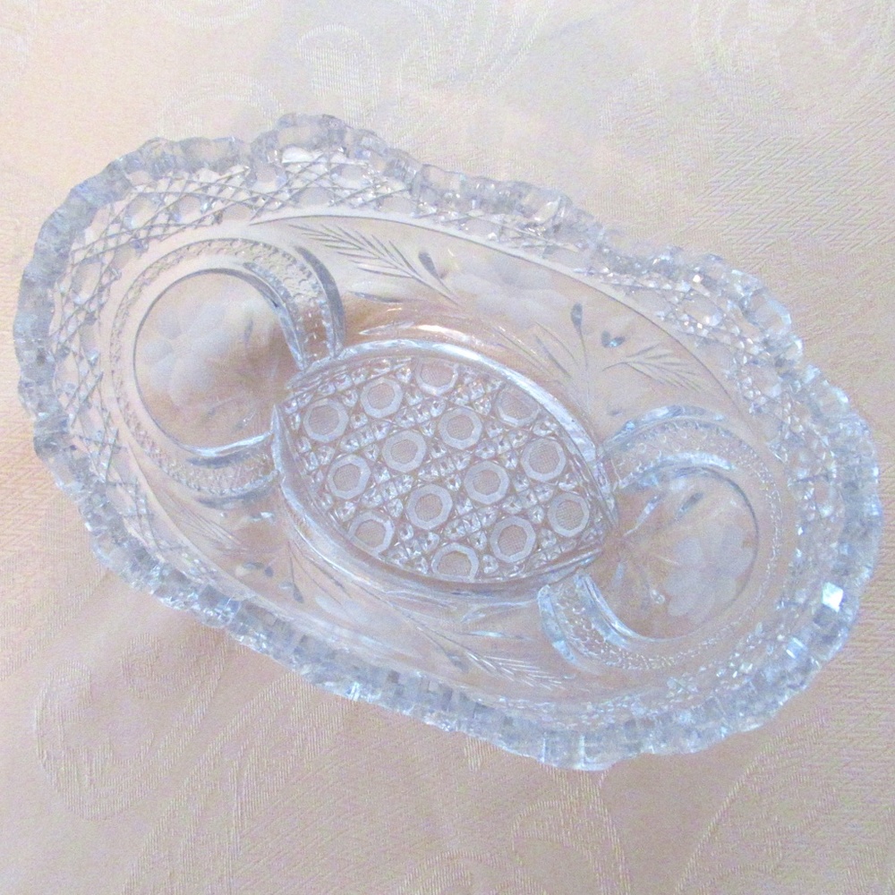American Brilliant Oval Glass Bowl